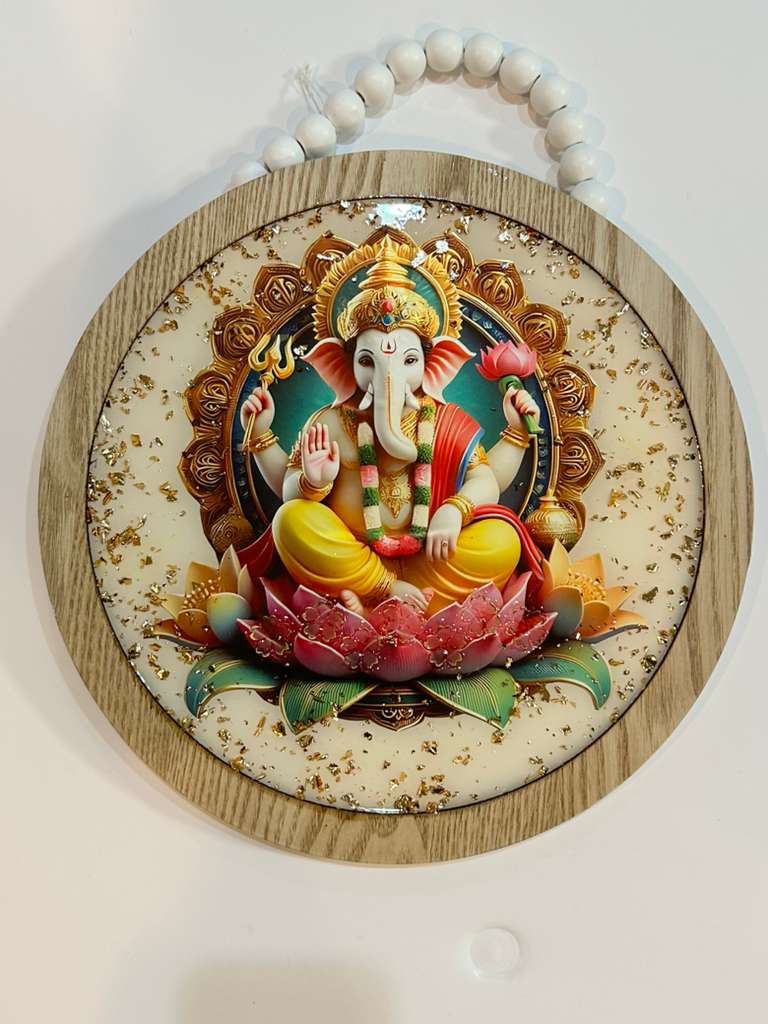 Epoxy resin Ganesh plaque with gold leaf